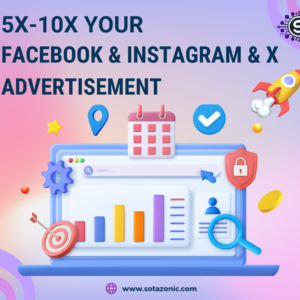 A social media ads dashboard showing campaign performance metrics, including reach, impressions, and engagement on Facebook, Instagram, and X (formerly Twitter).